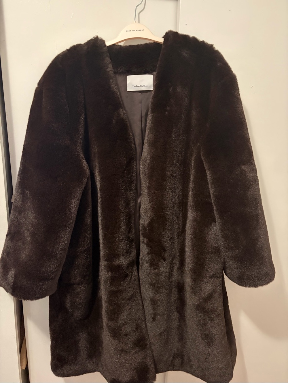 The Frankie Shop Dark Brown Faux Fur Coat